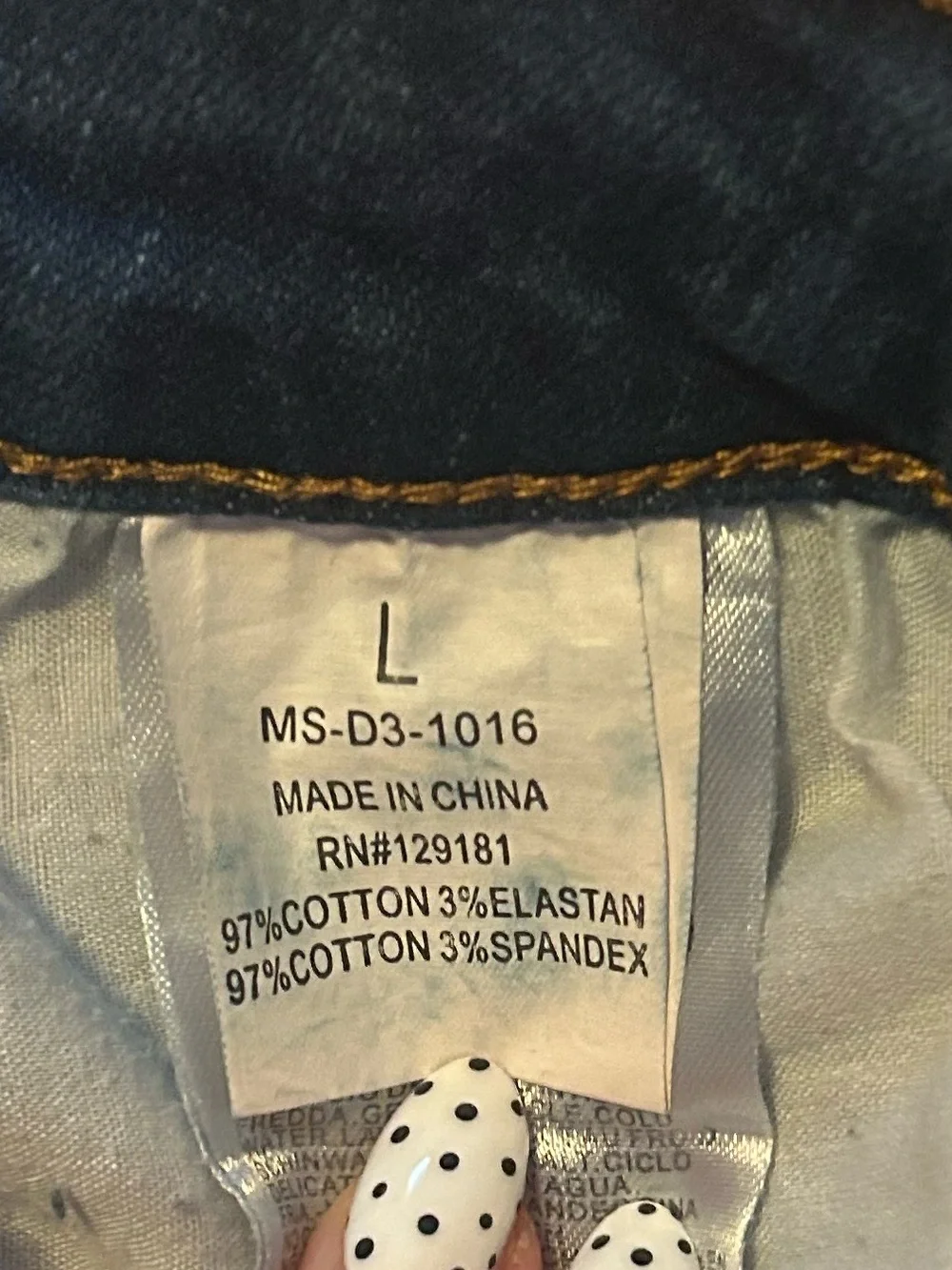 Machine Denim Skirt with White Label and Blue Wash